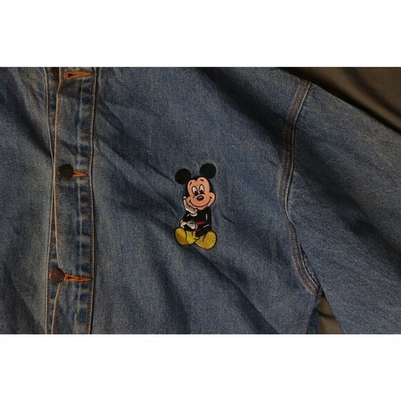 Vintage Mickey Mouse Denim Jacket Womens S Hooded Drawstring Mickey Inc - Picture 4 of 11